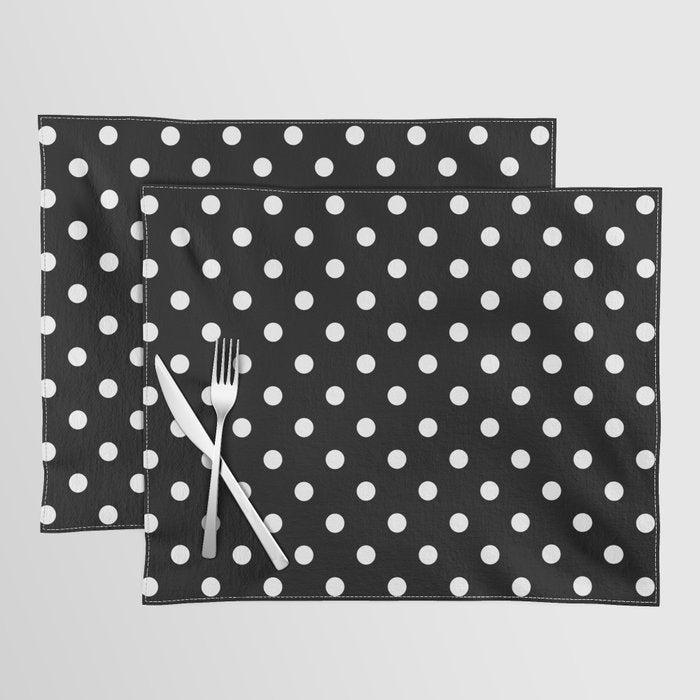 Classic Black & White Polka Dots Pattern Placemat Gallery Image 1