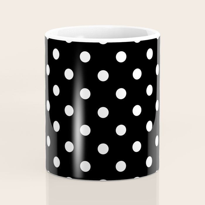 Classic Black & White Polka Dots Pattern Coffee Mug Gallery Image 4