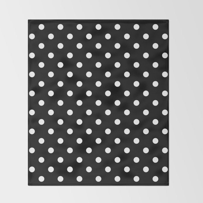 Classic Black & White Polka Dots Pattern Throw Blanket Gallery Image 2