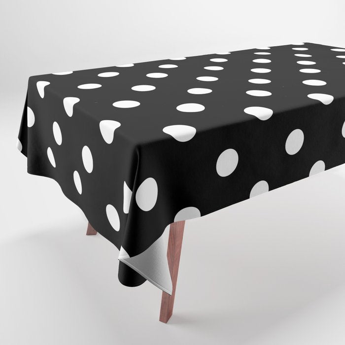 Classic Black & White Polka Dots Pattern Tablecloth Gallery Image 1