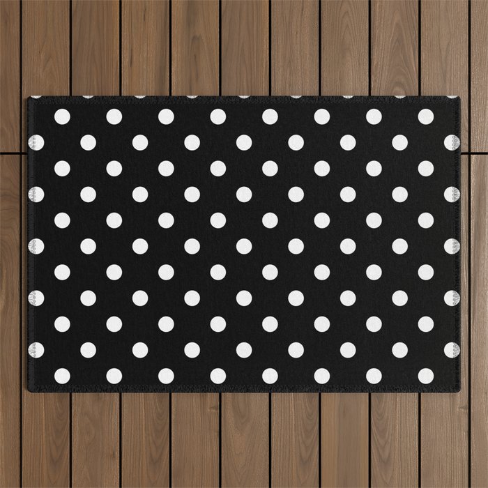 Classic Black & White Polka Dots Pattern Outdoor Rug Gallery Image 1