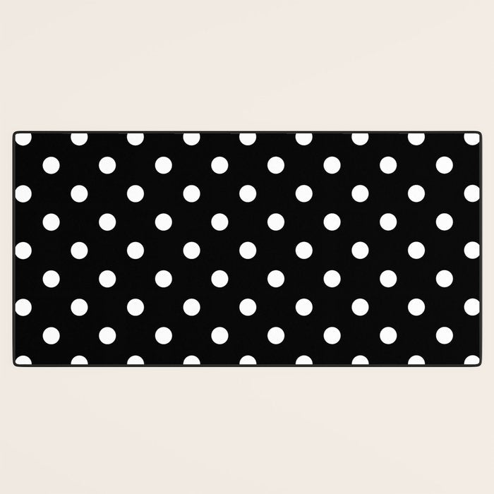 Classic Black & White Polka Dots Pattern Desk Mat Gallery Image 3