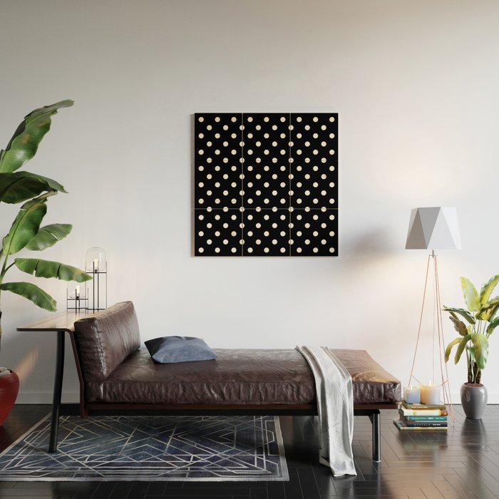 Classic Black & White Polka Dots Pattern Wood Wall Art Gallery Image 2