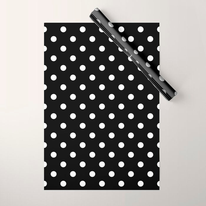 Classic Black & White Polka Dots Pattern Wrapping Paper Gallery Image 1