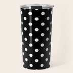Classic Black & White Polka Dots Pattern Travel Mug Gallery Image 1