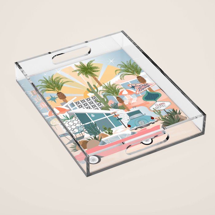 Retro Palm Springs Acrylic Tray Gallery Image 1
