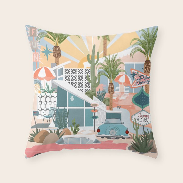 Retro Palm Springs Throw Pillow Gallery Image 6