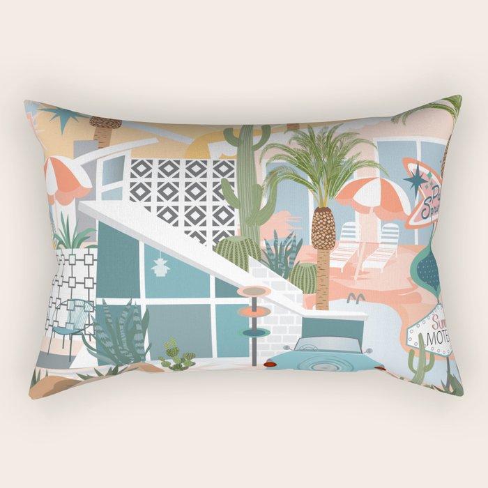 Retro Palm Springs Rectangular Pillow Gallery Image 2