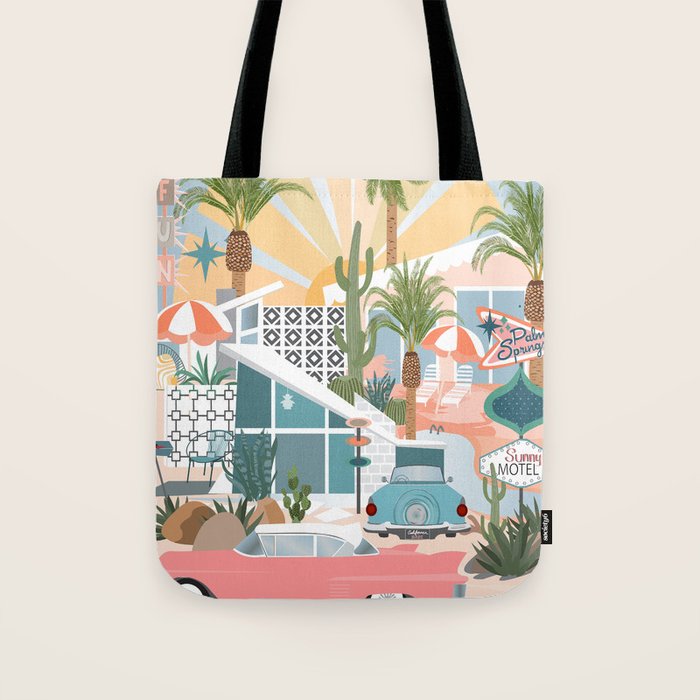 Retro Palm Springs Tote Bag Gallery Image 1