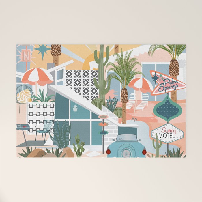 Retro Palm Springs Welcome Mat Gallery Image 1
