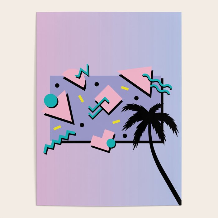 Memphis Pattern 25 - Miami Vice / 80s Retro / Palm Tree Poster Gallery Image 4