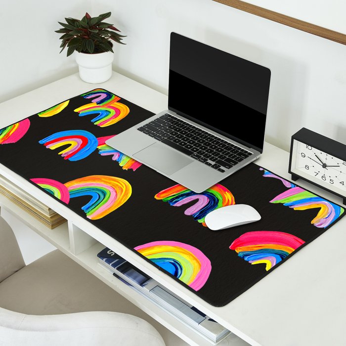 Abstract Rainbow Arcs â Charcoal Desk Mat Gallery Image 2