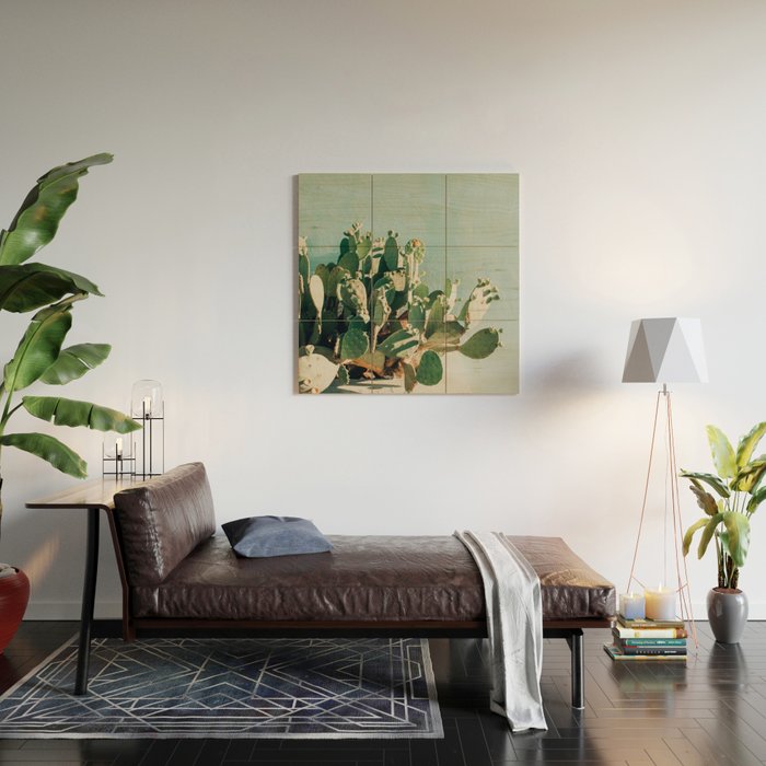 Prickly pear cactus in Marfa, West Texas Wood Wall Art Gallery Image 2