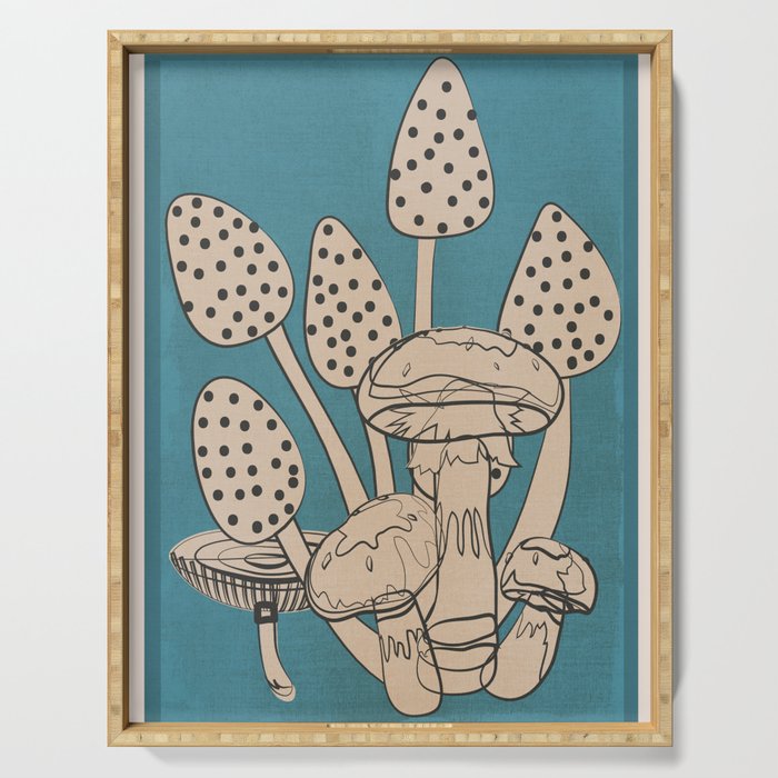 Abstract Mushrooms 3 Serving Tray Gallery Image 1