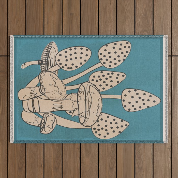 Abstract Mushrooms 3 Outdoor Rug Gallery Image 1