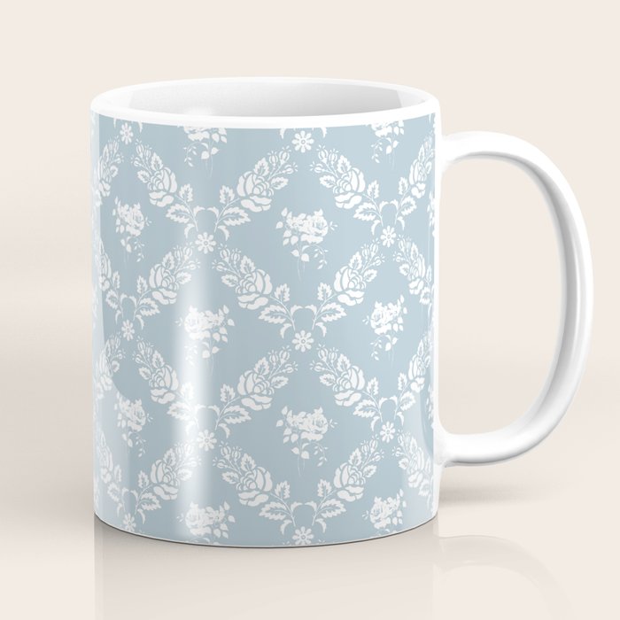 Vintage French Flower Blue Coffee Mug Gallery Image 1