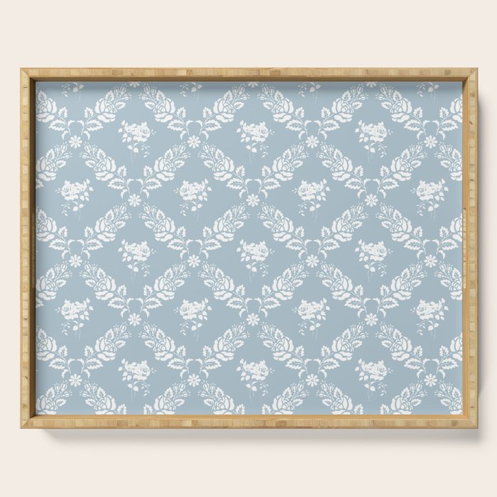 Vintage French Flower Blue Serving Tray Gallery Image 1