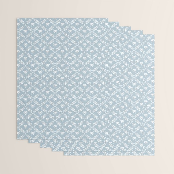 Vintage French Flower Blue Wrapping Paper Gallery Image 3