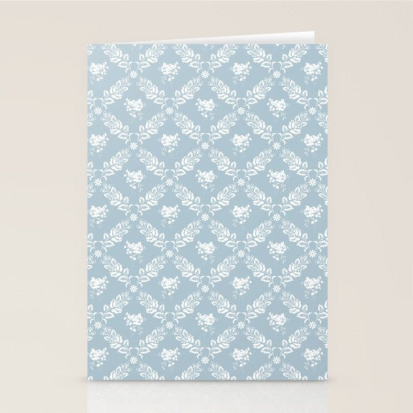 Vintage French Flower Blue Stationery Card Gallery Image 1
