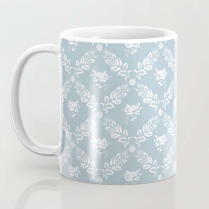 Vintage French Flower Blue Coffee Mug Gallery Image 3