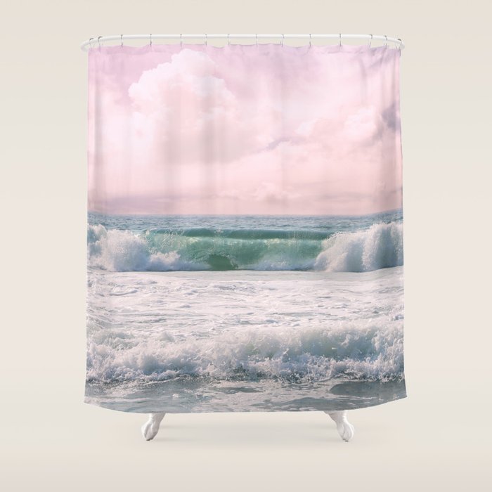 Tropical Beach Wave Roll Shower Curtain Gallery Image 1