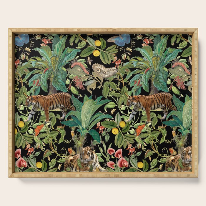TIGER IN THE DARK JUNGLE Serving Tray Gallery Image 1