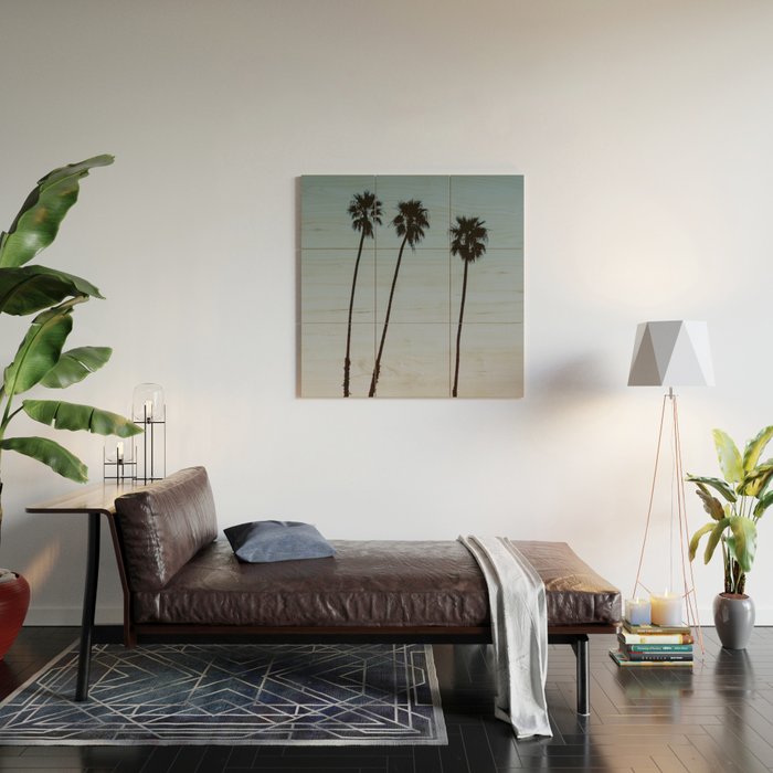 three palm trees iv / santa barbara, california Wood Wall Art Gallery Image 2
