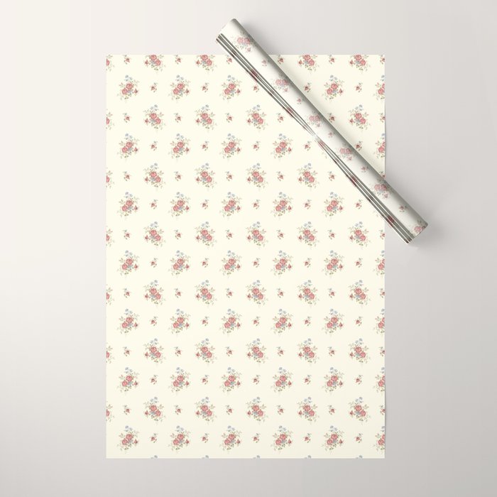 Vintage French Flower Small Cream Wrapping Paper Gallery Image 1