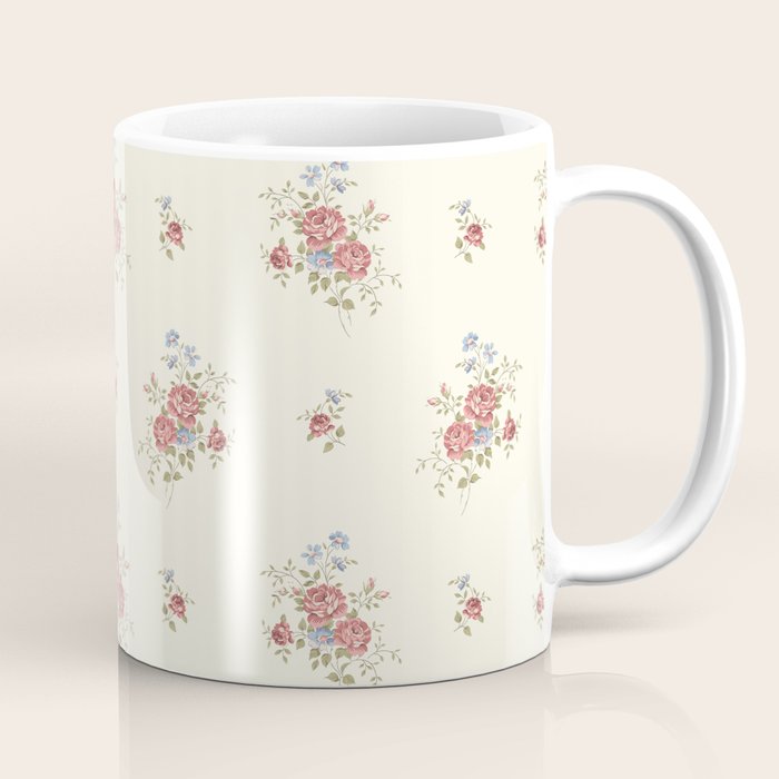 Vintage French Flower Small Cream Coffee Mug Gallery Image 1