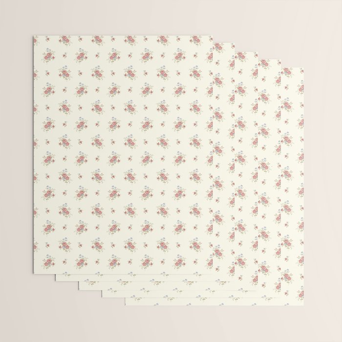 Vintage French Flower Small Cream Wrapping Paper Gallery Image 3