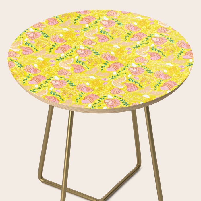 Coastal Oysters on the Beach in Lemon Yellow & Peach Side Table Gallery Image 2