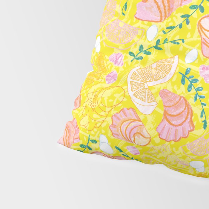 Coastal Oysters on the Beach in Lemon Yellow & Peach Pillow Sham Gallery Image 4