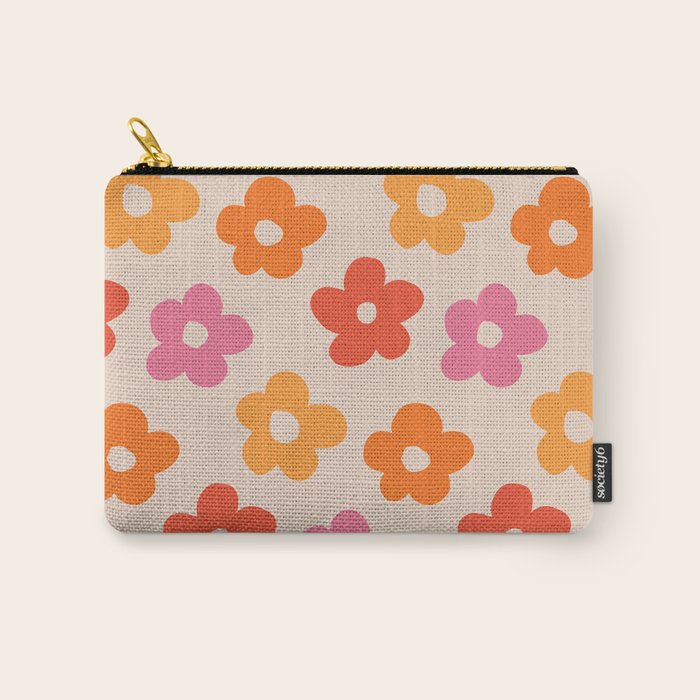 Retro 60s 70s Flowers Pattern #pattern #vintage Carry All Pouch Gallery Image 1