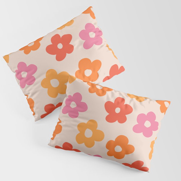 Retro 60s 70s Flowers Pattern #pattern #vintage Pillow Sham Gallery Image 3