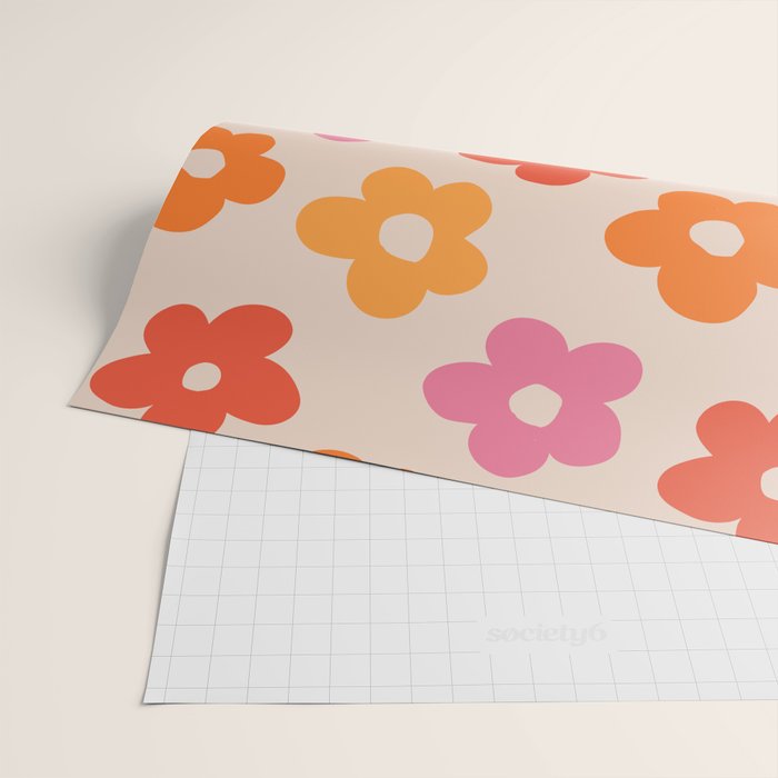 Retro 60s 70s Flowers Pattern #pattern #vintage Wrapping Paper Gallery Image 2