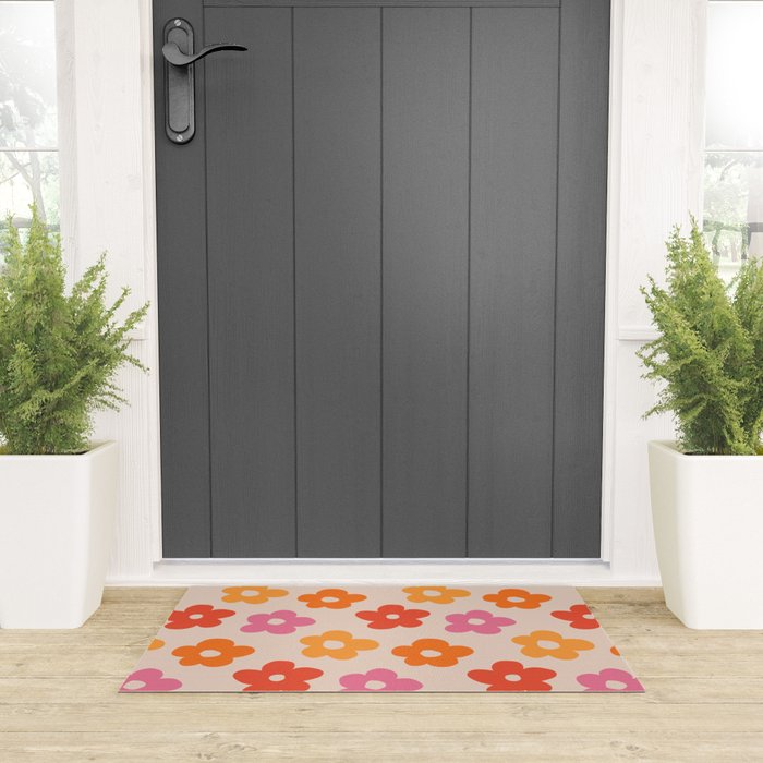 Retro 60s 70s Flowers Pattern #pattern #vintage Welcome Mat Gallery Image 3