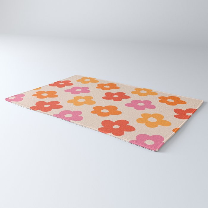 Retro 60s 70s Flowers Pattern #pattern #vintage Rug Gallery Image 3