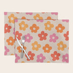 Retro 60s 70s Flowers Pattern #pattern #vintage Placemat Gallery Image 1