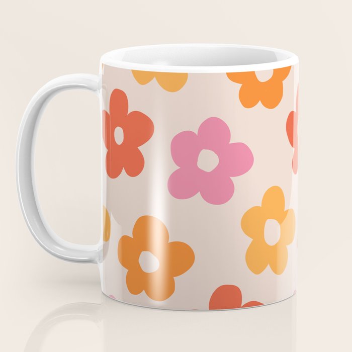 Retro 60s 70s Flowers Pattern #pattern #vintage Coffee Mug Gallery Image 3