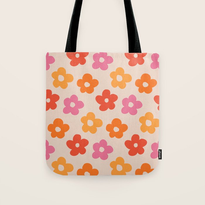 Retro 60s 70s Flowers Pattern #pattern #vintage Tote Bag Gallery Image 1