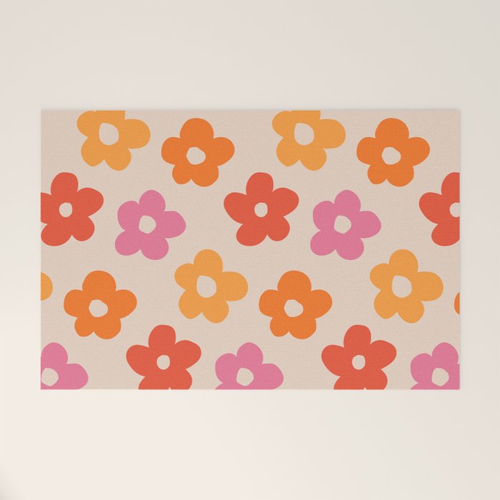 Retro 60s 70s Flowers Pattern #pattern #vintage Welcome Mat Gallery Image 1