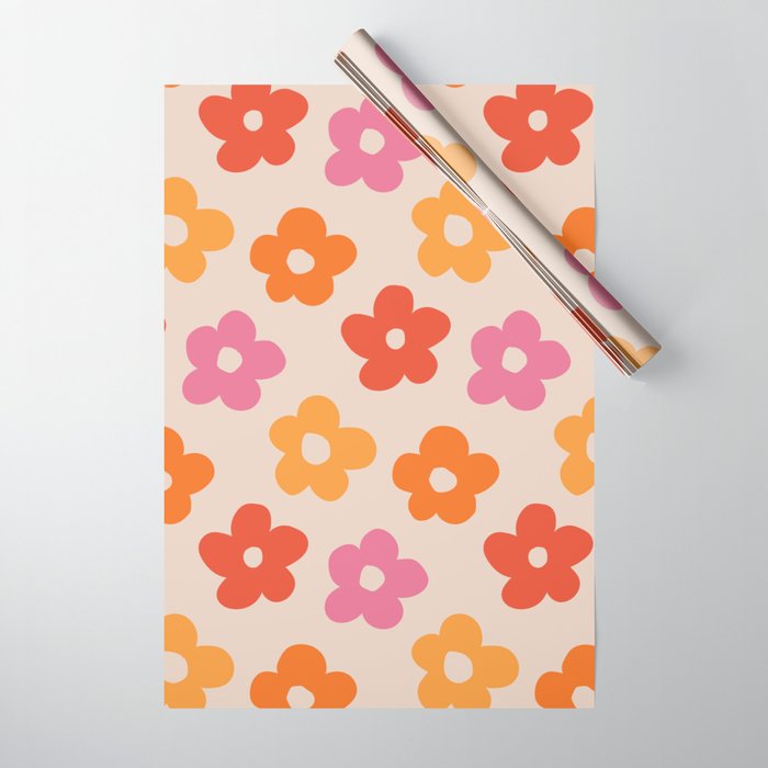 Retro 60s 70s Flowers Pattern #pattern #vintage Wrapping Paper Gallery Image 1