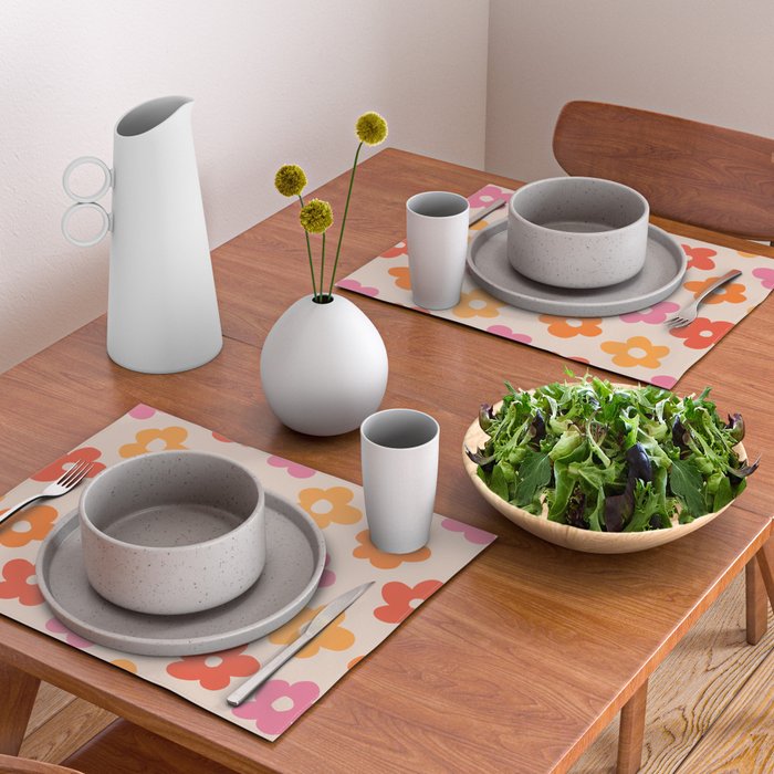 Retro 60s 70s Flowers Pattern #pattern #vintage Placemat Gallery Image 2