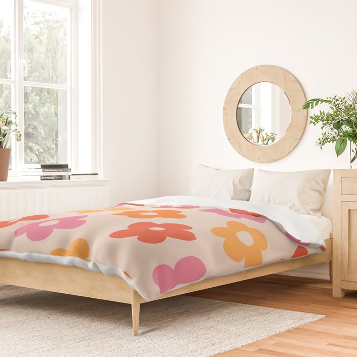 Retro 60s 70s Flowers Pattern #pattern #vintage Duvet Cover Gallery Image 2