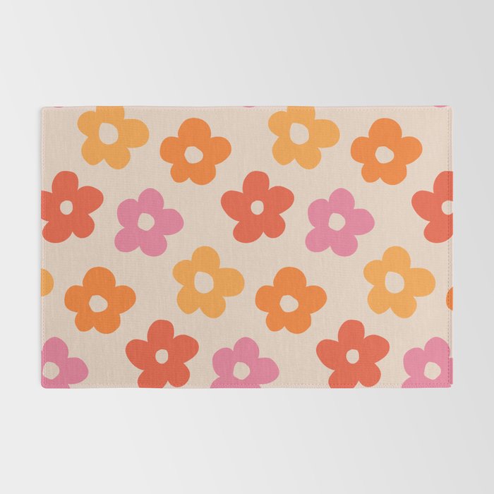 Retro 60s 70s Flowers Pattern #pattern #vintage Rug Gallery Image 2