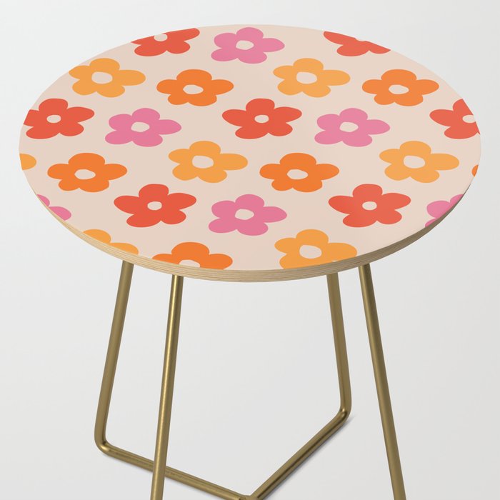 Retro 60s 70s Flowers Pattern #pattern #vintage Side Table Gallery Image 2