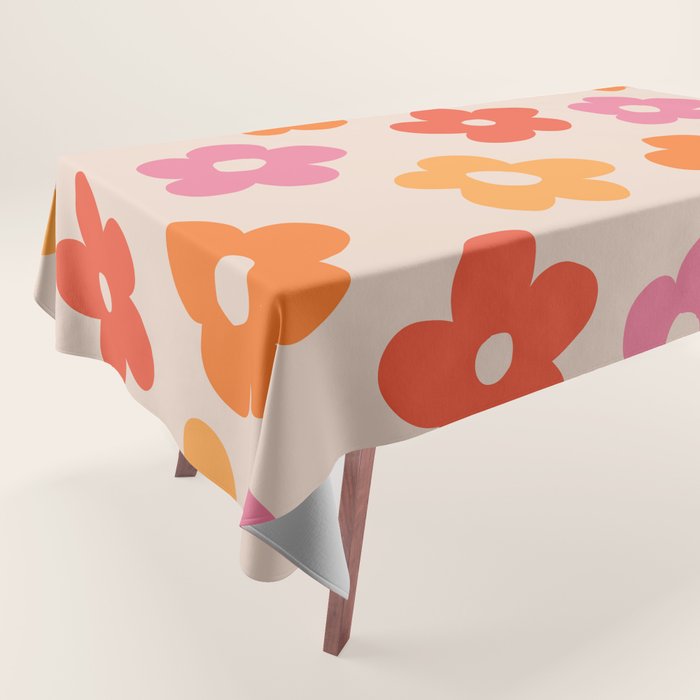 Retro 60s 70s Flowers Pattern #pattern #vintage Tablecloth Gallery Image 1