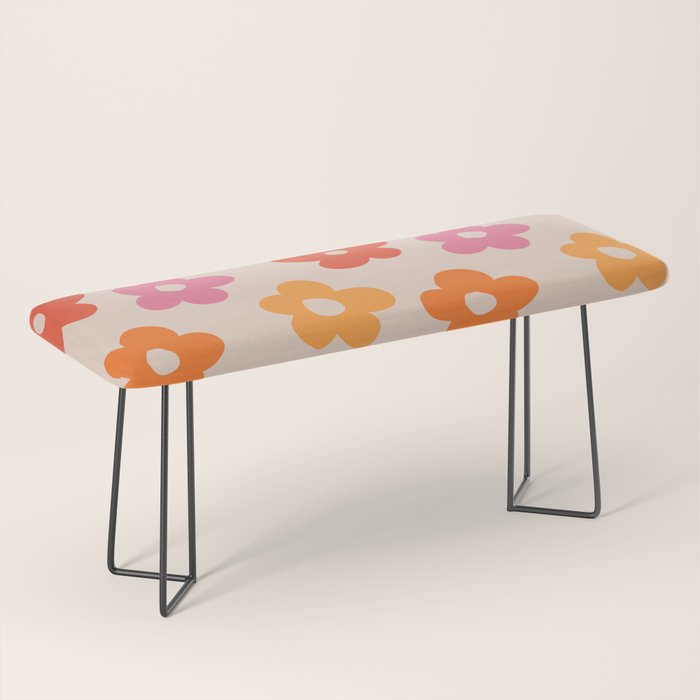 Retro 60s 70s Flowers Pattern #pattern #vintage Bench Gallery Image 1