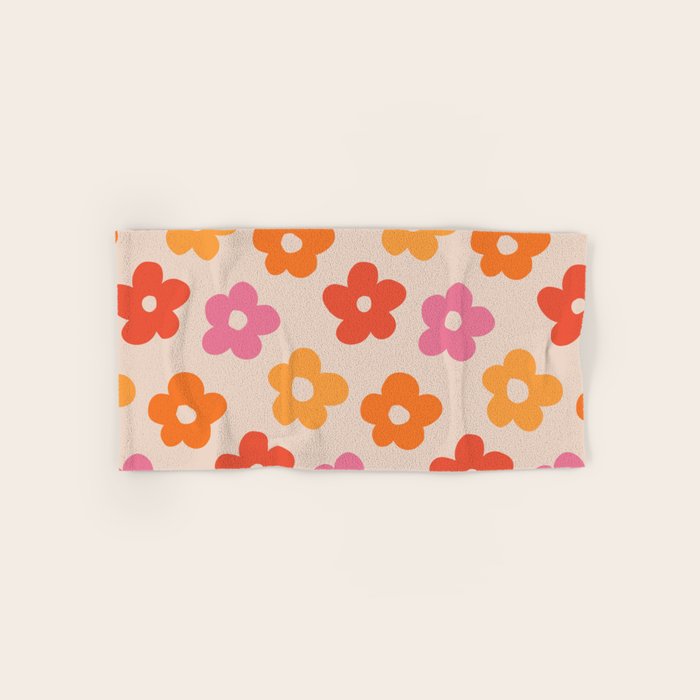 Retro 60s 70s Flowers Pattern #pattern #vintage Hand & Bath Towel Gallery Image 1