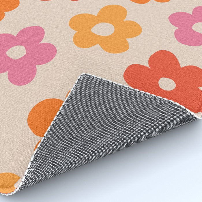 Retro 60s 70s Flowers Pattern #pattern #vintage Rug Gallery Image 4